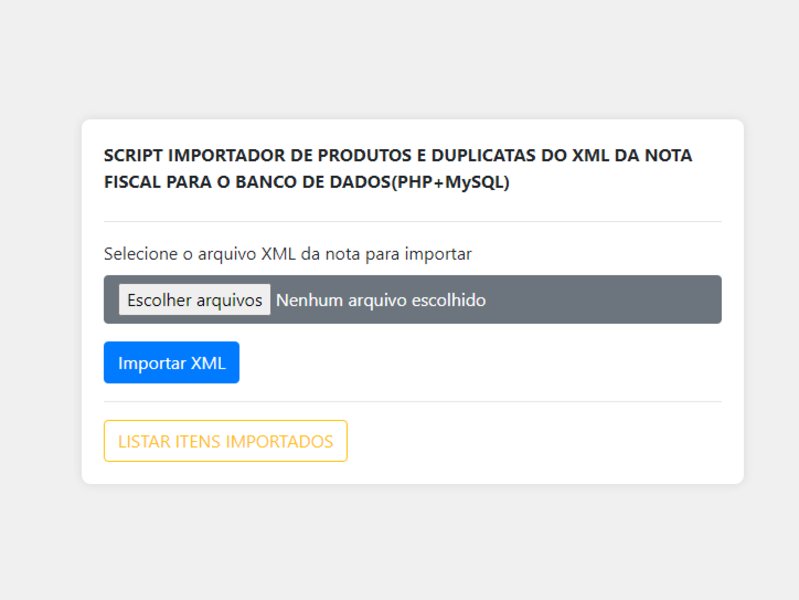 Script Import XML NFE PHP MySQL v3.1